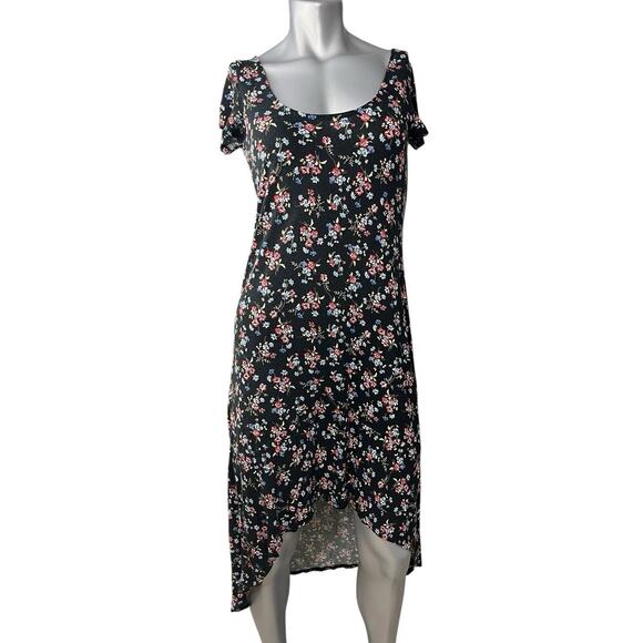 Vtg Floral Flowy Dress Asymmetric Fairycore Large Ethereal Romantic Y2K Rayon - Picture 1 of 9